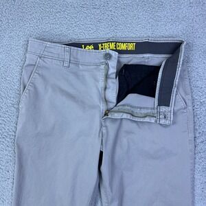 Lee X-Treme Comfort Pants Men's 34x34 Flat Straight Fit Iron Gray Khaki Pants